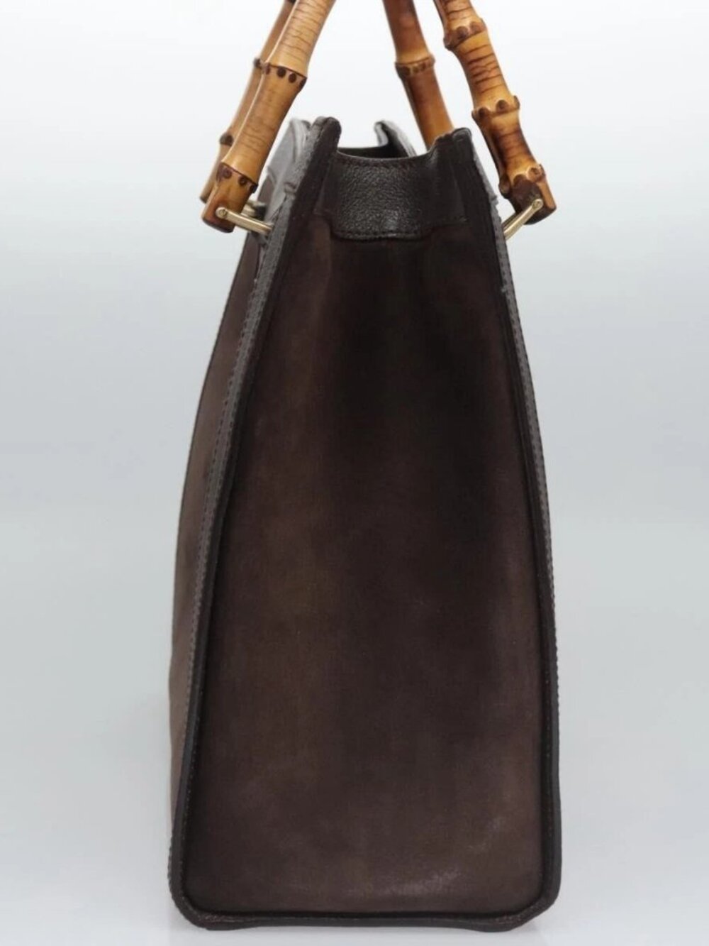 GUCCI Bamboo Hand Bag Suede Brown Gold 002 2853 0260 0 Auth BA348 - Picture 4 of 15